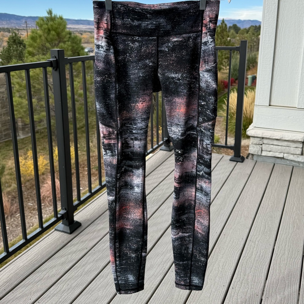 Lululemon Black, Pink, and White Galaxy Print Leggings